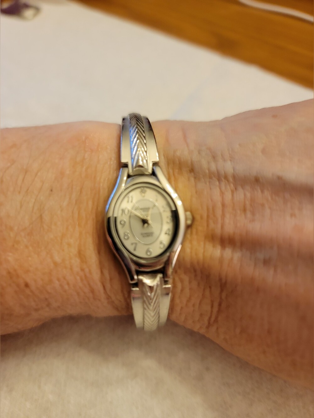 Armitron Women's Silver-Tone Diamond Quartz Bangle Watch